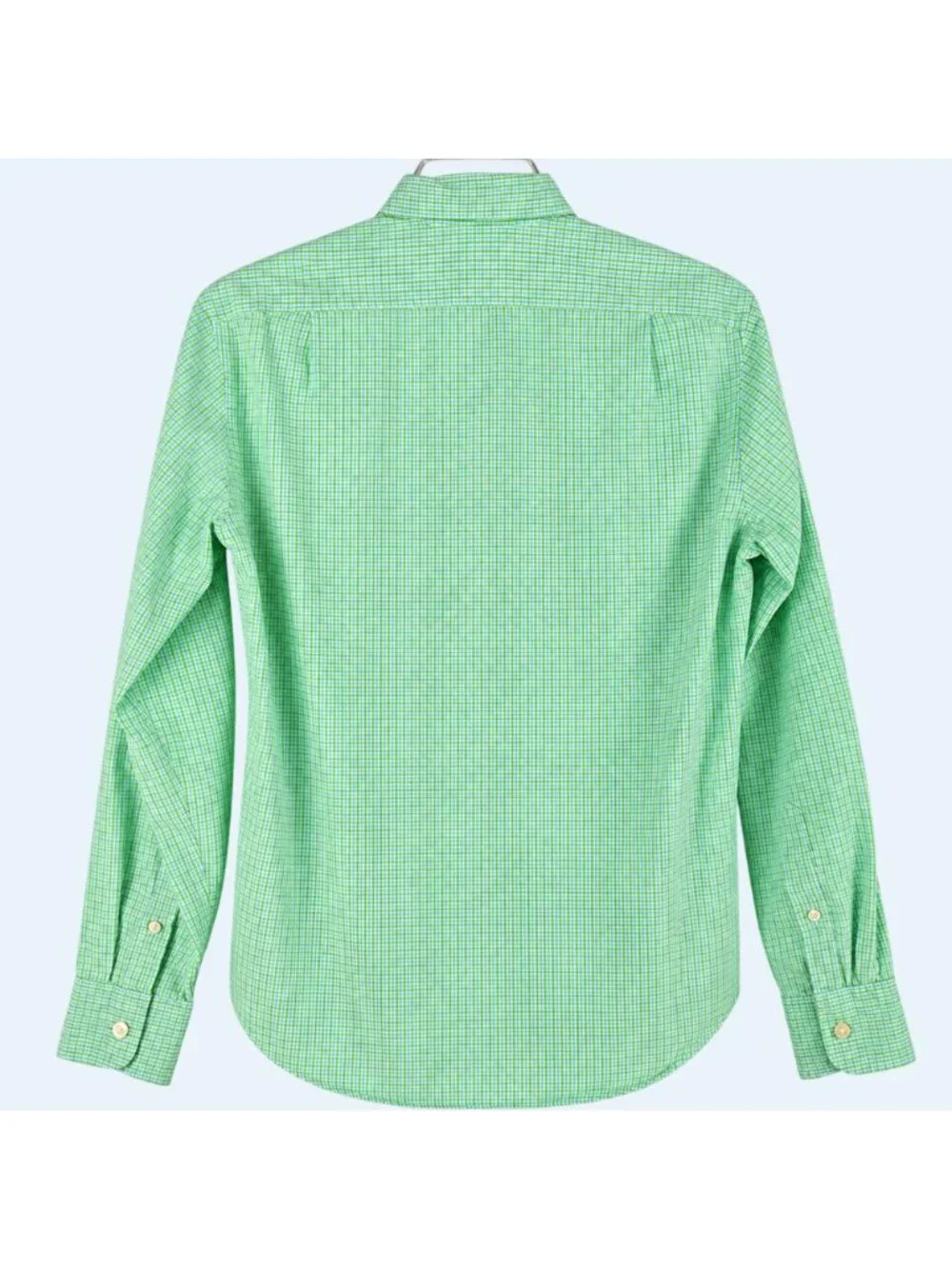 J.Crew Mens S Green Plaid 100% Cotton Slim Fit Button Up Shirt Long Sleeve
